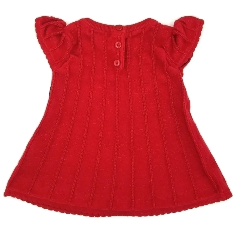 Cherokee Red Knit Dress Holiday Bow 6-9m